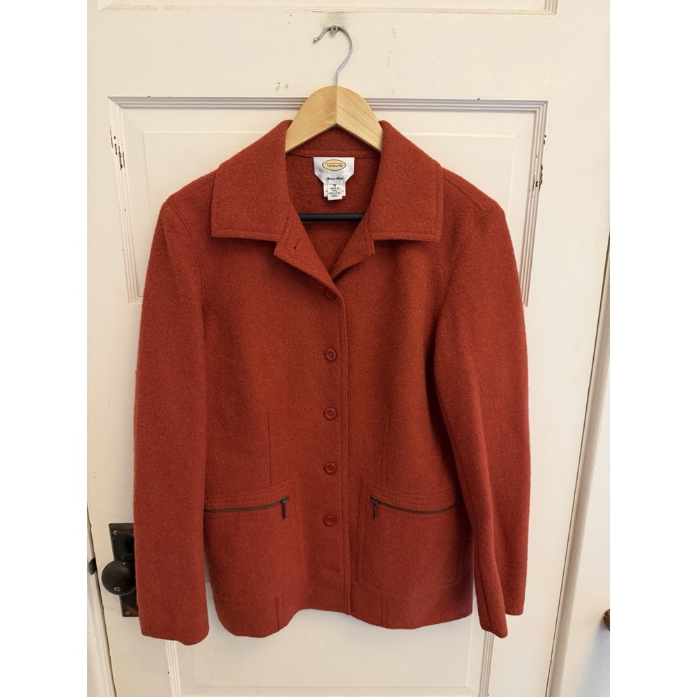 Talbots Vintage Women's Orange Alpaca/Wool Coat Fall Classic Monochrome M
